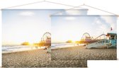 Santa Monica pier bij zonsondergang Los Angeles - Foto op Textielposter - 90 x 60 cm
