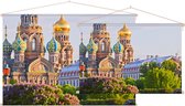 Sint-Petersburg in bloei bij de Orthodoxe kerk Spas na Krovi - Foto op Textielposter - 120 x 80 cm