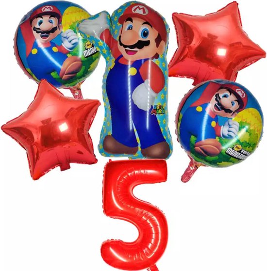 Super Mario Ballon Set Cartoons Folie Ballon Verjaardag Partij Decoratie Kinderen  Set 6 delig Nummer 5