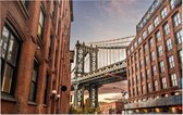Doorkijk naar de Manhattan Bridge in New York - Foto op Forex - 120 x 80 cm