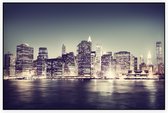 De nachtelijke skyline van Manhattan in New York City - Foto op Akoestisch paneel - 90 x 60 cm