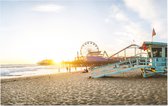 Santa Monica pier bij zonsondergang Los Angeles - Foto op Forex - 90 x 60 cm