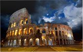 Avondsetting met maan bij Colosseum in Rome - Foto op Forex - 60 x 40 cm