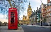 Rode Britse telefooncel voor de Big Ben in Londen - Foto op Forex - 120 x 80 cm
