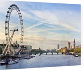 Uitzicht op de London Eye langs de Theems in Londen - Foto op Plexiglas - 60 x 40 cm