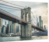 De beroemde brug tussen Brooklyn en Manhattan in New York - Foto op Plexiglas - 90 x 60 cm
