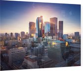 Zonsondergang schijnt over het centrum van Los Angeles - Foto op Plexiglas - 90 x 60 cm