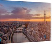 Kleurrijke scene van de skyline van Tokio bij zonsopkomst - Foto op Plexiglas - 90 x 60 cm