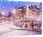 Sfeervolle winteravond in grachtengordel Amsterdam  - Foto op Plexiglas - 60 x 40 cm