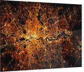 Sattelietfoto van de Londen City Map in de nacht - Foto op Plexiglas - 60 x 40 cm