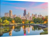 De sfeervolle Chicago skyline vanaf Lincoln Park - Foto op Canvas - 45 x 30 cm