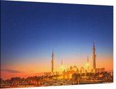 Grote Sjeik Zayed Moskee in de schemering van Abu Dhabi - Foto op Canvas - 150 x 100 cm