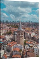 Luchtfoto van de Galatatoren en skyline van Istanbul - Foto op Canvas - 45 x 60 cm