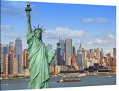 Vrijheidsbeeld en Hudson voor de skyline van New York - Foto op Canvas - 45 x 30 cm