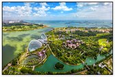 Luchtfoto van de Supertree Grove van Singapore - Foto op Akoestisch paneel - 90 x 60 cm
