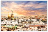 Luchtfoto van historisch centrum en skyline van Sint-Petersburg - Foto op Akoestisch paneel - 90 x 60 cm