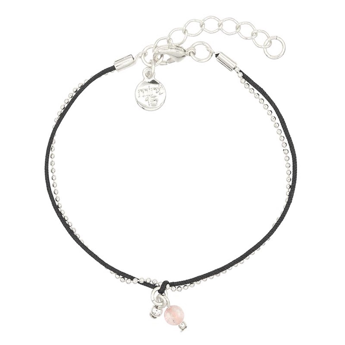 Mint15 Armband 'Little Charms - Black & Pink' - Zilver