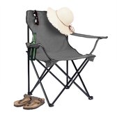 Relaxdays campingstoel opvouwbaar - met bekerhouder - vouwstoel lichtgewicht - visstoel - grijs