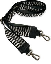 THL Design - Schouderband Voor Tas – Tassenriem – Tas Hengsel - Bag Strap - Verstelbaar – Zilverkleurig - Streep Zwart