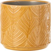 J-Line Bloempot Tropical Keramiek Oker Medium Set van 2 stuks