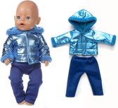 Blauw Skipak - Poppenkleertjes voor Pop 43 cm - Broek en Jas - Geschikt voor o.a. Baby Born