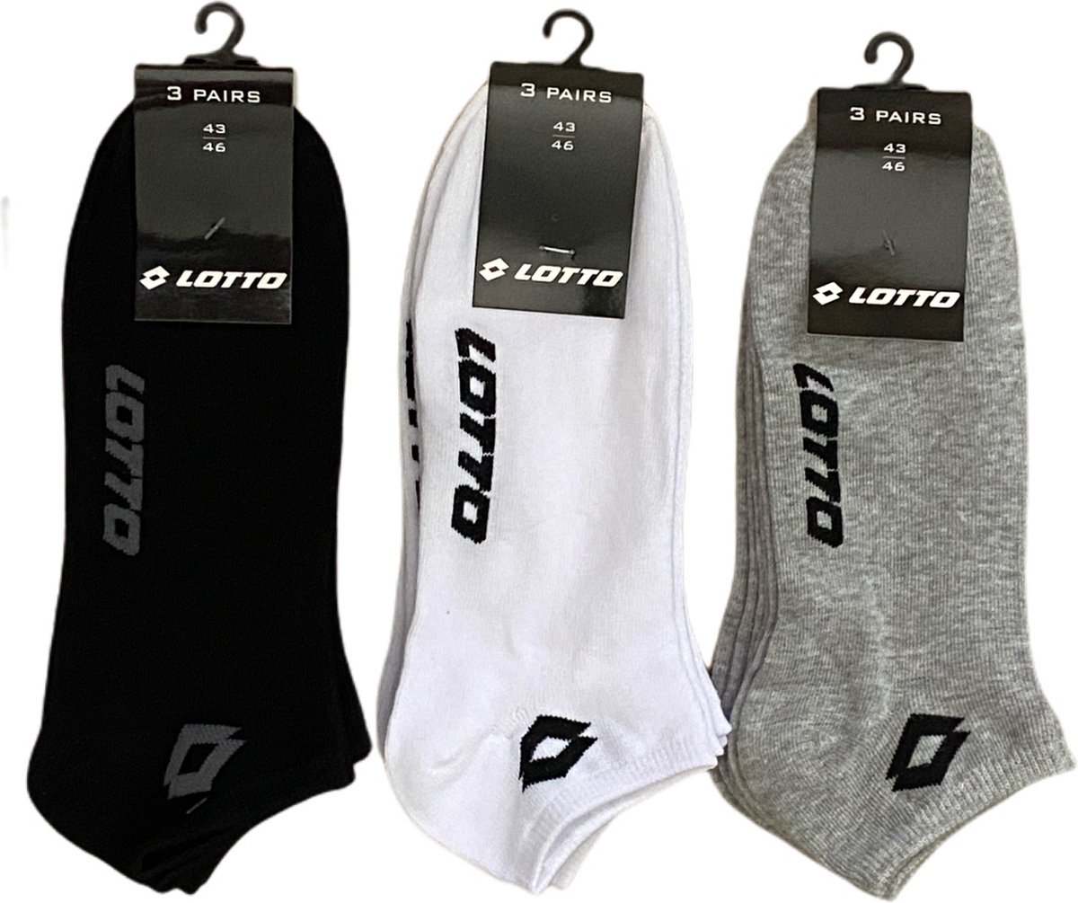 FAMILY PACK 36 PAAR 2 KLEUREN LOTTO Sneakersokken 43-46 ZWart en Grijs