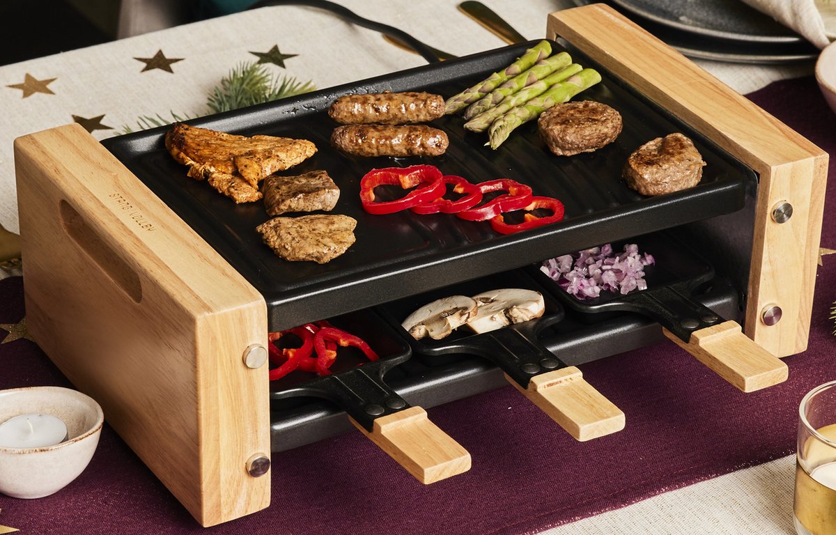 Sulypo Raclette Grill Met Natuurgrillsteen En Grillplaat, Raclette Met Natuurgrillsteen En Grillplaat Raclette Met Anti Aanbaklaag Grillplaat En Pannetje Tafelgrill Voor 1 3 Personen Max 700w