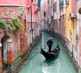Italiaanse gondelier door de groene wateren van Venetië - Fotobehang (in banen) - 250 x 260 cm