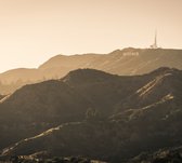Coucher de soleil derrière les collines d'Hollywood près de Los Angeles - Papier peint photo (en bandes) - 350 x 260 cm