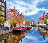 Kleurrijk beeld van het Amsterlkanaal in Amsterdam  - Fotobehang (in banen) - 250 x 260 cm