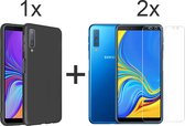 iParadise Samsung A7 2018 Hoesje - Samsung galaxy A7 2018 hoesje zwart siliconen case hoes cover hoesjes - 2x Samsung A7 2018 screenprotector