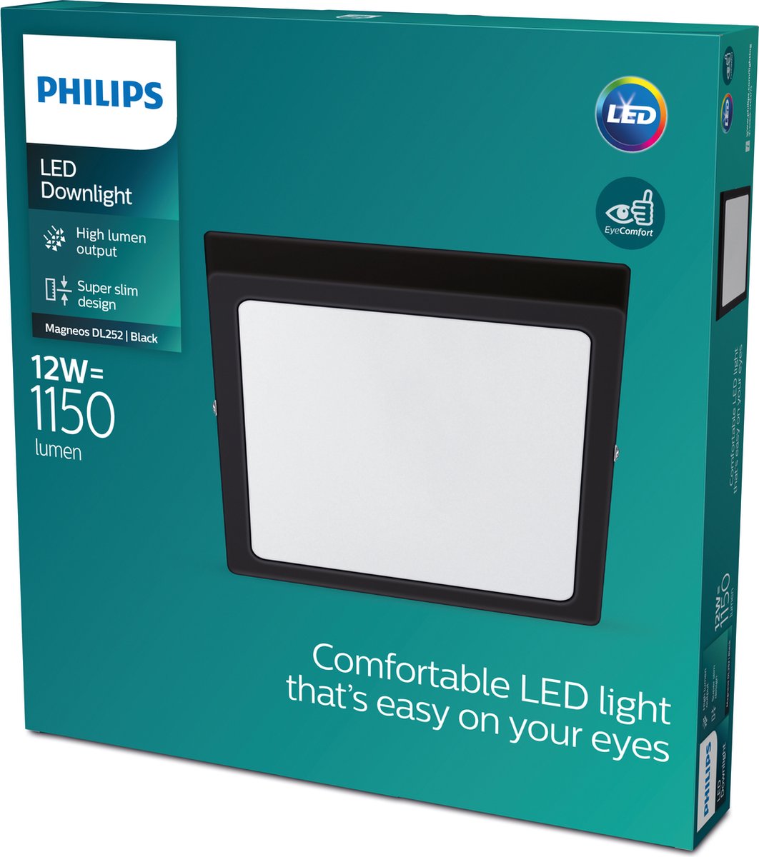 Philips Plafondlamp Magneos Led Zwart 21cm 12w