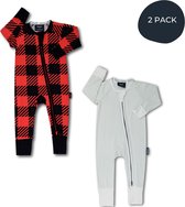 Zipster Unisex winter 2 stuks - Baby Romper - Zachte bamboe - Met 2-way ritssluiting - Maat 86-96 - Perfect Cadeau