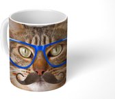 Mok - Kat - Bril - Snor - Hipster - 350 ML - Beker