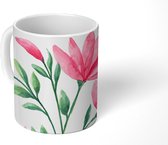 Mok - Koffiemok - Bloemen - Waterverf - Roze - Mokken - 350 ML - Beker - Koffiemokken - Theemok