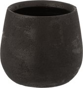 J-Line Bloempot Oneffen Ruw Keramiek Zwart Set van 3 stuks