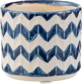 J-Line Bloempot Zigzag Keramiek Blauw Extra Small Set van 18 Stuks