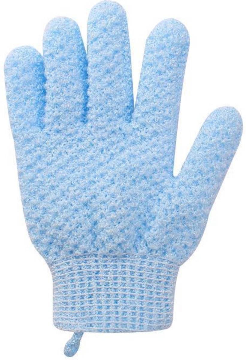 1 stuk - Exfolierende handschoen - Scrub handschoen - Huidverzorging - Douche handschoen - Washandje - Spons - Scrubhandschoen - Baby Blauw