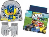 Paw Patrol set / winterset - muts + colsjaal + handschoenen - grijs - Maat 54 cm (± 4-7 jaar)