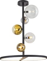 SK lighting 3114-5A - Modern Hanglamp - 5 x 5W G9 - 1 x 36W LED - Ø:58 H:75 - Zwart met glazen bollen