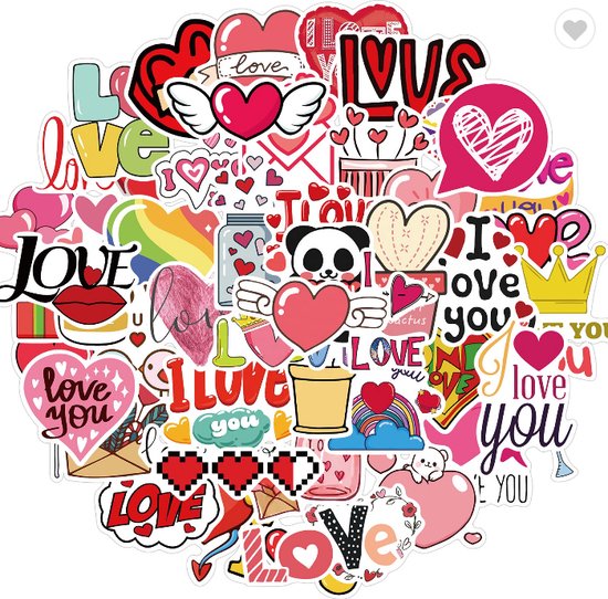 Love stickers 50 stuks – Verliefd – Valentijn stickers – Love plaatjes – Stickers volwassenen – Stickers kinderen – Laptop stickers