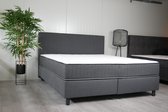 Boxspring 160x200 - Antraciet - pocketvering - groot matras - geïntrigeerde koudschuimtopper