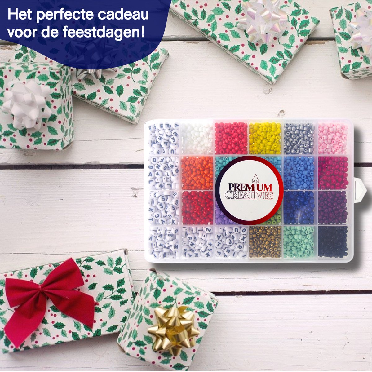 Premium Creatives Kralen Set - Sieraden Maken - Glas Kralen - Letterkralen – Kralen doos - Bedels - Rocailles - Complete set — afbeelding 3