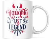 Kerst Mok met tekst: Naughty List Legend (horns) | Kerst Decoratie | Kerst Versiering | Grappige Cadeaus | Koffiemok | Koffiebeker | Theemok | Theebeker