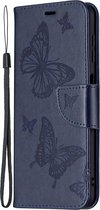 Mobigear Telefoonhoesje geschikt voor Samsung Galaxy M32 4G Hoesje | Mobigear Butterfly Bookcase Portemonnee | Pasjeshouder voor 2 Pasjes | Telefoonhoesje voor Pinpas / OV Kaart / Rijbewijs - Blauw