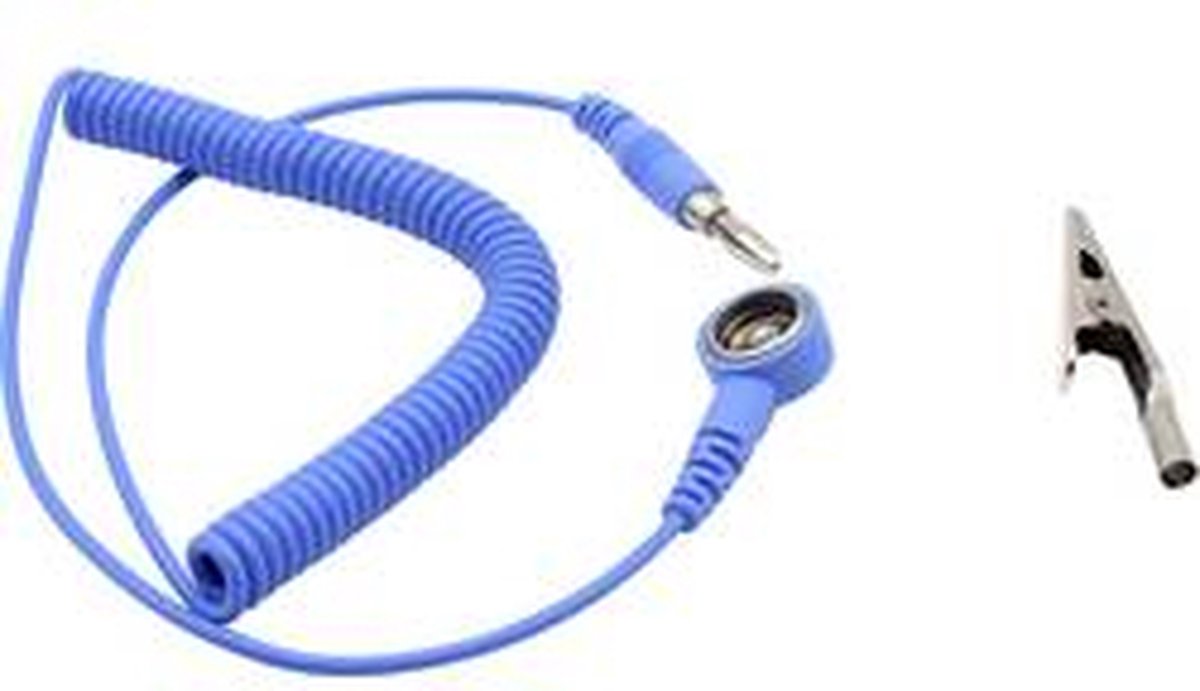 Quadrios ESD-aardingskabel 1.80 m Drukknop 10 mm, Stekker, Krokodilklem