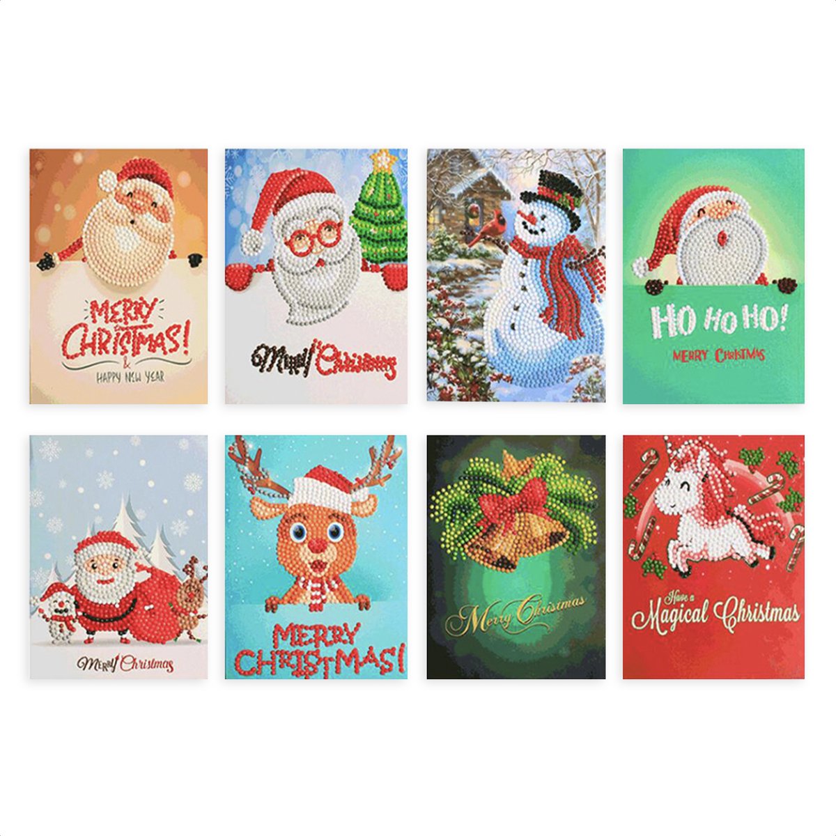 Eagle® Diamond Painting Kaarten - Complete Set #1 - Wenskaarten - Kerstkaarten Met Envelop - Kerst