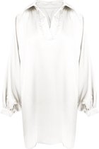 Blouse Ryanna - Lange Satijnen Blouse - Ballonmouwen en V-hals - Creme