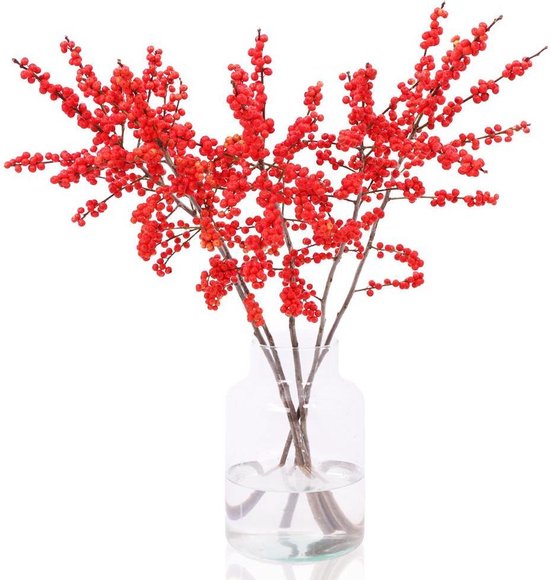 e-bloom | Rode Ilex takken - takken met rode besjes - 70 cm
