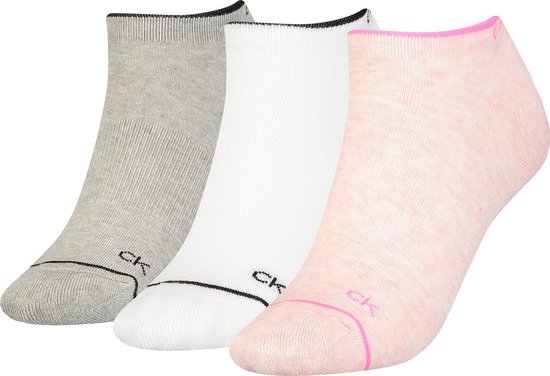 Calvin Klein Sneaker Athleisure (3-pack) - dames enkelsokken - roze melange combi - Maat: ONE SIZE